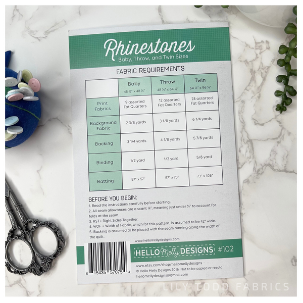 Rhinestones - Hello Melly Designs - Quilt Pattern