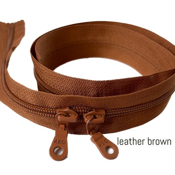 30 inch double pull ABQ zipper in Leather Brown