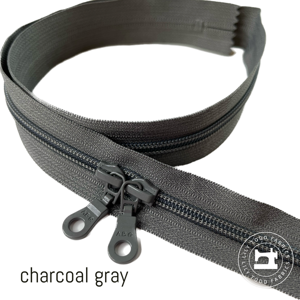 30 inch ABQ double pull zipper in Charcoal Gray