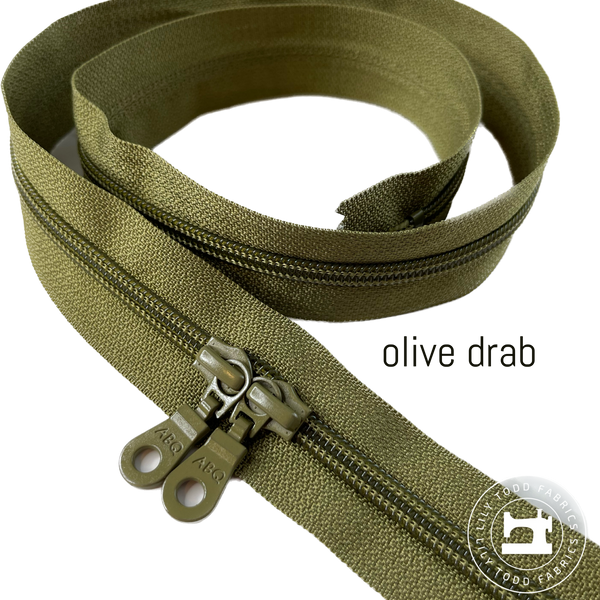 30 inch double pull zipper by ABQ in Olive Drab