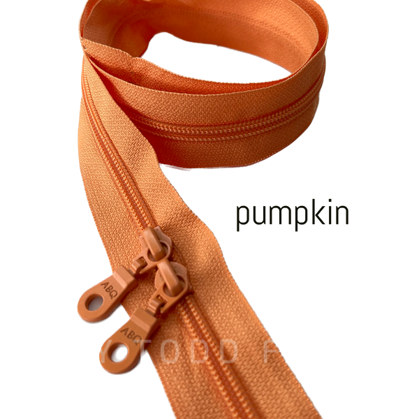 30 inch ABQ double pull zipper in Pumpkin