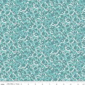 teal floral fabric
