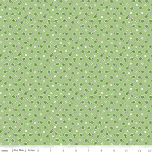 tiny green flowers on a light green fabric