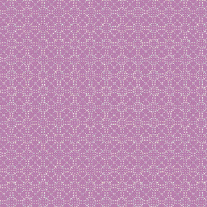 pinkish- purple fabric with tiny teal accents