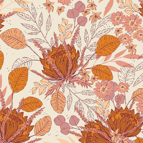 Seasonal Bouquet Plum Flannel - Art Gallery Fabrics