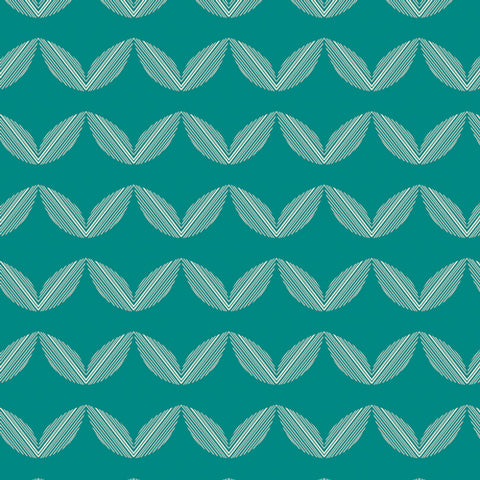 teal fabric with wavy design