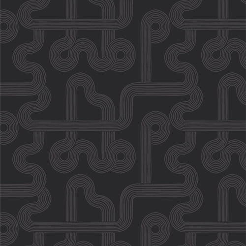 Gray winding lines on black fabric