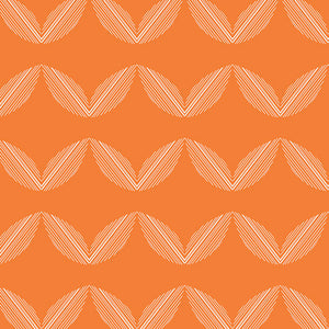 Bright orange fabric with a fun, wavy print.