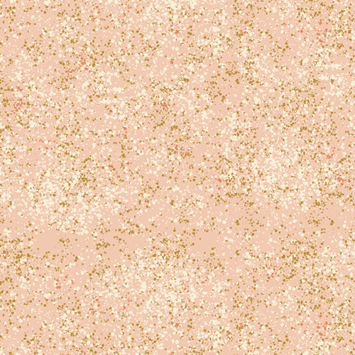 a peachy-pink with gold and cream specks fabric